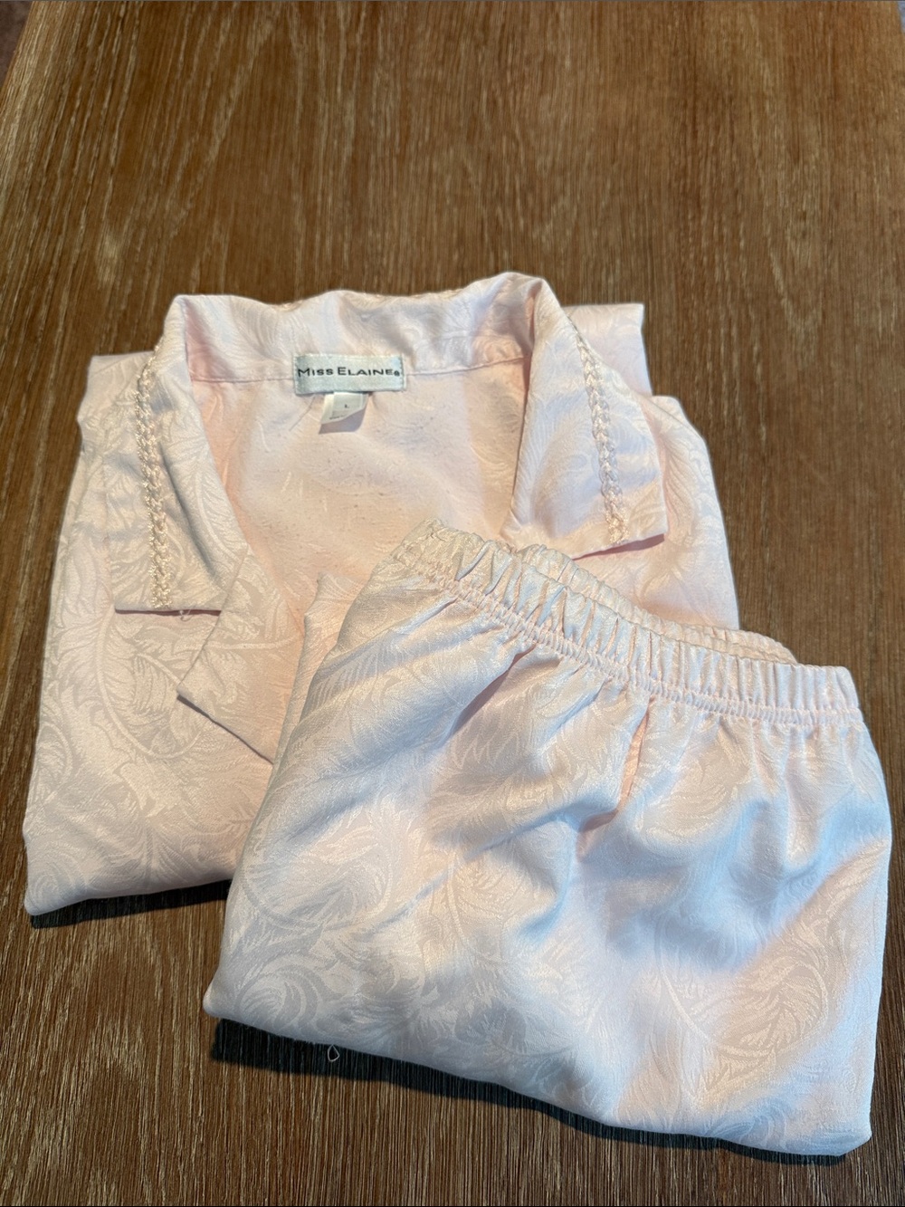 Miss Elaine Pale Pink Jacquard Pajama Set